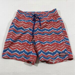 Vineyard Vines Mens Board Shorts Swim Trunks Drawstring Red Blue Stripe Sz 30